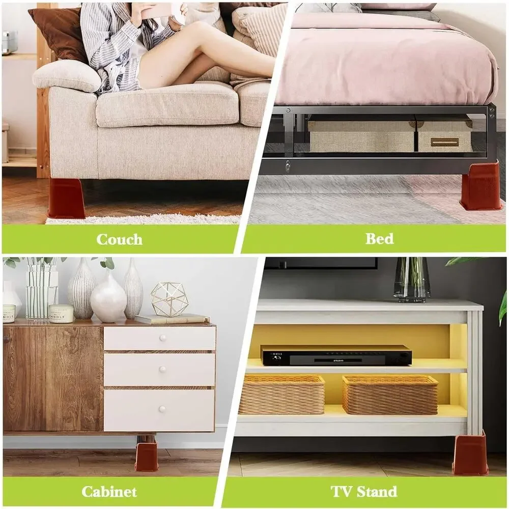 Bed Risers 6 inch Heavy Duty,  Couch Sofa Table Chair, 6000 Lbs (Brown 8 Pack)